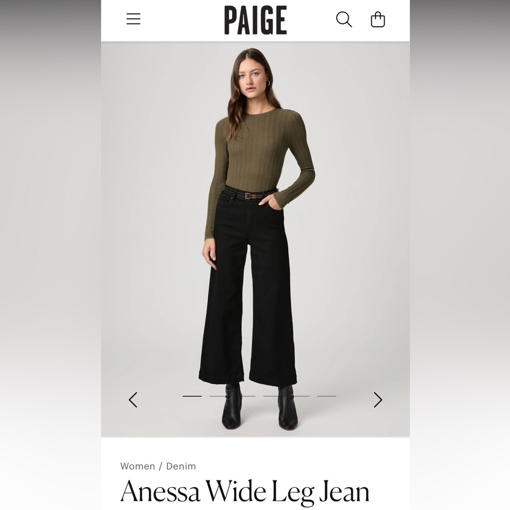 PAIGE Anessa BNWOT Wide Leg Jeans in Black